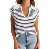 Women's Summer for Women 2024 V Neck Cap Sleeve Tops Sleeveless Spring Clothes Sweaters