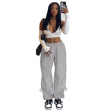 Women's Loose Strap Multi-Pocket Straight Cargo Casual Pants