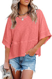 Womens Oversized T Shirts Summer Casual Crewneck 3/4 Sleeve Loose Fit Cute Flowy Tops