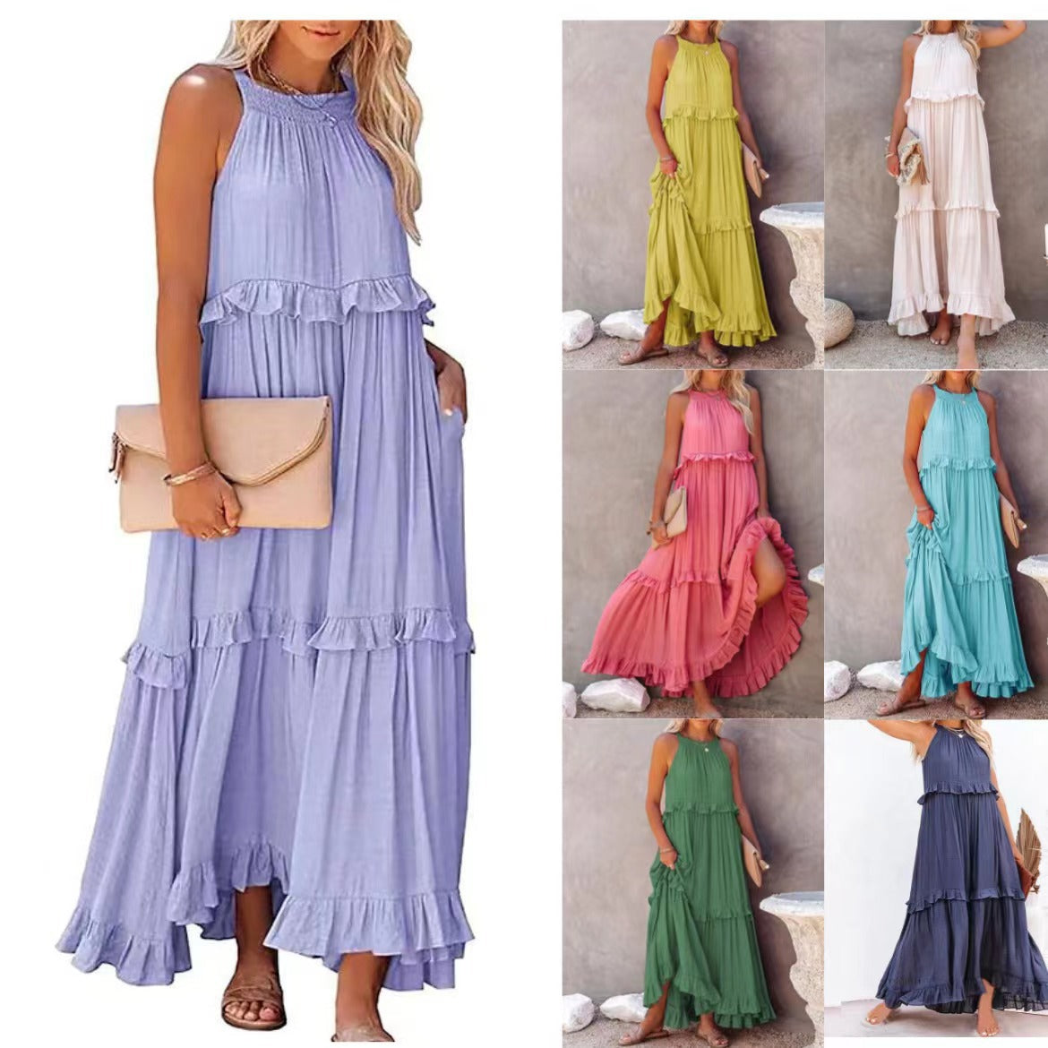 Women's Ruffled Holiday Style Elegant Beach Dresses