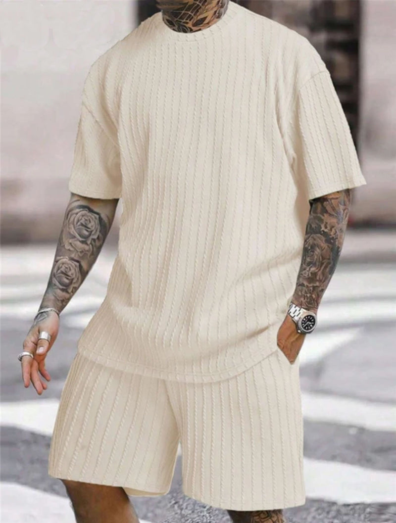 Men's solid color sports round neck T-shirt