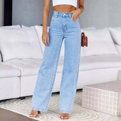 Women's High Waisted Jeans Boyfriend Baggy Straight Leg Casual Denim Pants