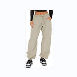 Women's Loose Strap Multi-Pocket Straight Cargo Casual Pants