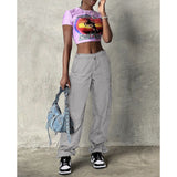 Women's Loose Strap Multi-Pocket Straight Cargo Casual Pants