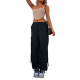 Women's Loose Strap Multi-Pocket Straight Cargo Casual Pants