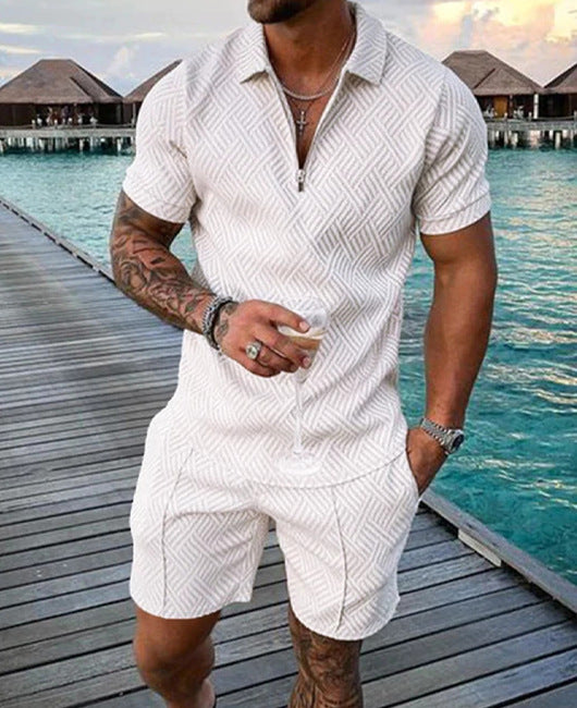 Men's Fashion Casual Suit Short Sleeve Polo Shirt