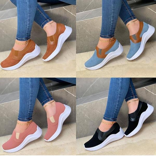 Kimemoda Faux Suede Round Toe Low Top Slip On Sneakers