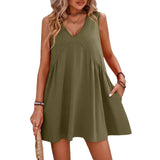 Women's Summer Casual V-Neck Sleeveless Vest Loose Dresses