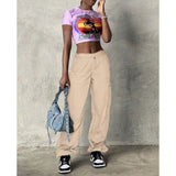 Women's Loose Strap Multi-Pocket Straight Cargo Casual Pants