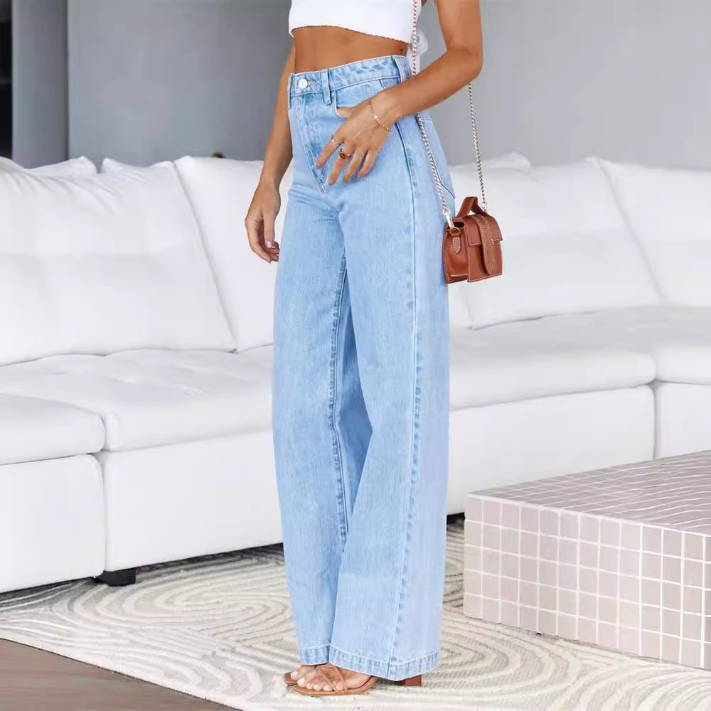 Women's High Waisted Jeans Boyfriend Baggy Straight Leg Casual Denim Pants