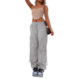 Women's Loose Strap Multi-Pocket Straight Cargo Casual Pants