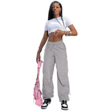 Women's Loose Strap Multi-Pocket Straight Cargo Casual Pants