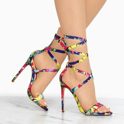 Kimemoda Ankle Lace-Up Sandals Fashion Stiletto Heels