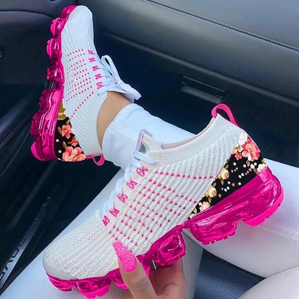 Kimemoda Air Cushion Fashion Sneakers with Floral Print