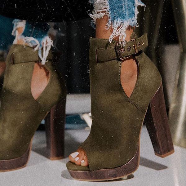 Kimemoda Womens Peep Toe Sandals Platform Ankle Boots