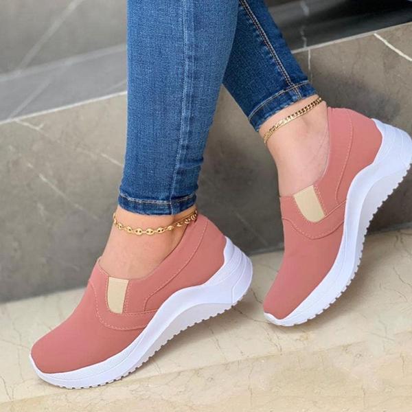 Kimemoda Faux Suede Round Toe Low Top Slip On Sneakers