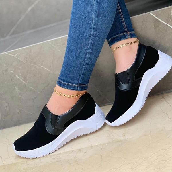 Kimemoda Faux Suede Round Toe Low Top Slip On Sneakers