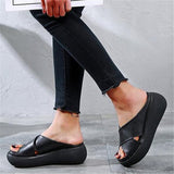 Kimemoda Platform Open Toe Comfy Slides Slip On Sandals