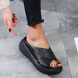 Kimemoda Platform Open Toe Comfy Slides Slip On Sandals