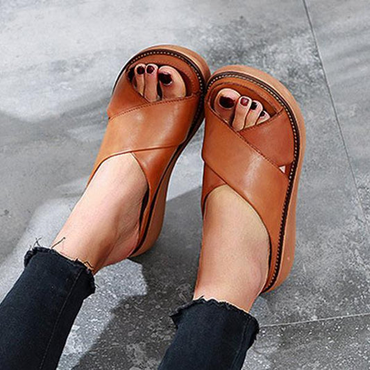 Kimemoda Platform Open Toe Comfy Slides Slip On Sandals