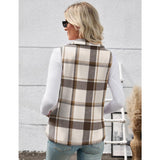 【Christmas Sale】Women’s Fall/Winter Plaid Check Sleeveless Zipper Vest