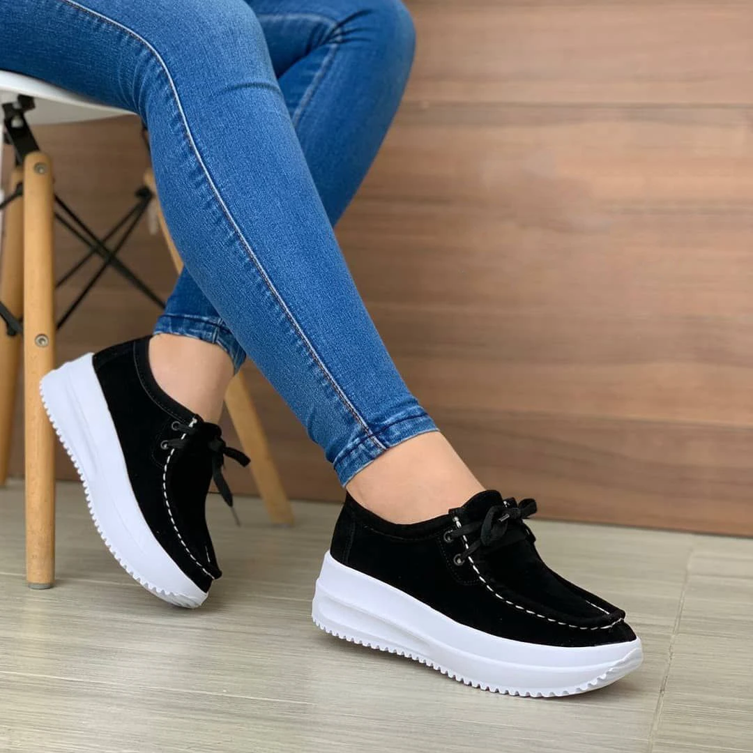 Kimemoda Womens Light Lace Up Sneakers Platform Casual Shoes