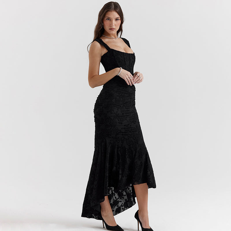 Women's Printed Suspender Tube Top Sexy Hot Girl Temperament Backless Fishtail Dresses