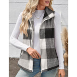 【Christmas Sale】Women’s Fall/Winter Plaid Check Sleeveless Zipper Vest