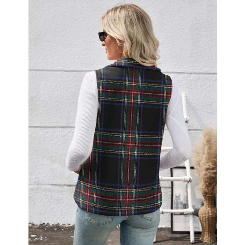 Women’s Christmas Fall/Winter Plaid Check Sleeveless Zipper Vest