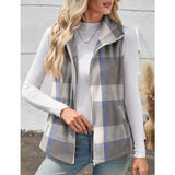 【Christmas Sale】Women’s Fall/Winter Plaid Check Sleeveless Zipper Vest