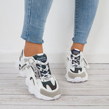 Mesh Chunky Sneakers Breathable Knit Lace Up Walking Shoes