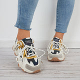 Mesh Chunky Sneakers Breathable Knit Lace Up Walking Shoes