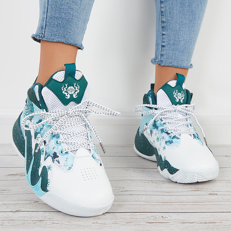 Women Basketball Sneakers High Top Chunky Sole Sports Shoes