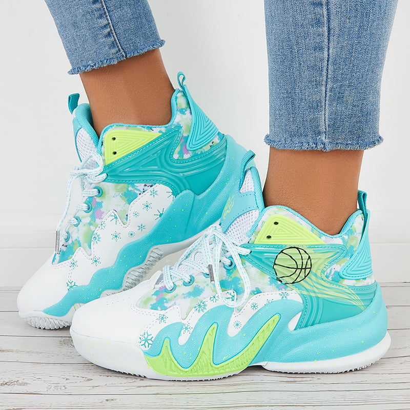 Women Basketball Sneakers High Top Chunky Sole Sports Shoes