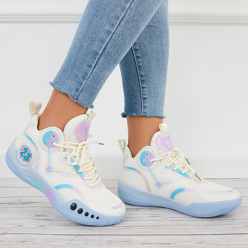 Women Basketball Sneakers High Top Chunky Sole Sports Shoes