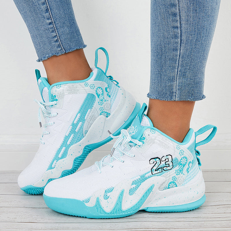 Women High Top Basketball Sneakers Chunky Sole Sports Shoes