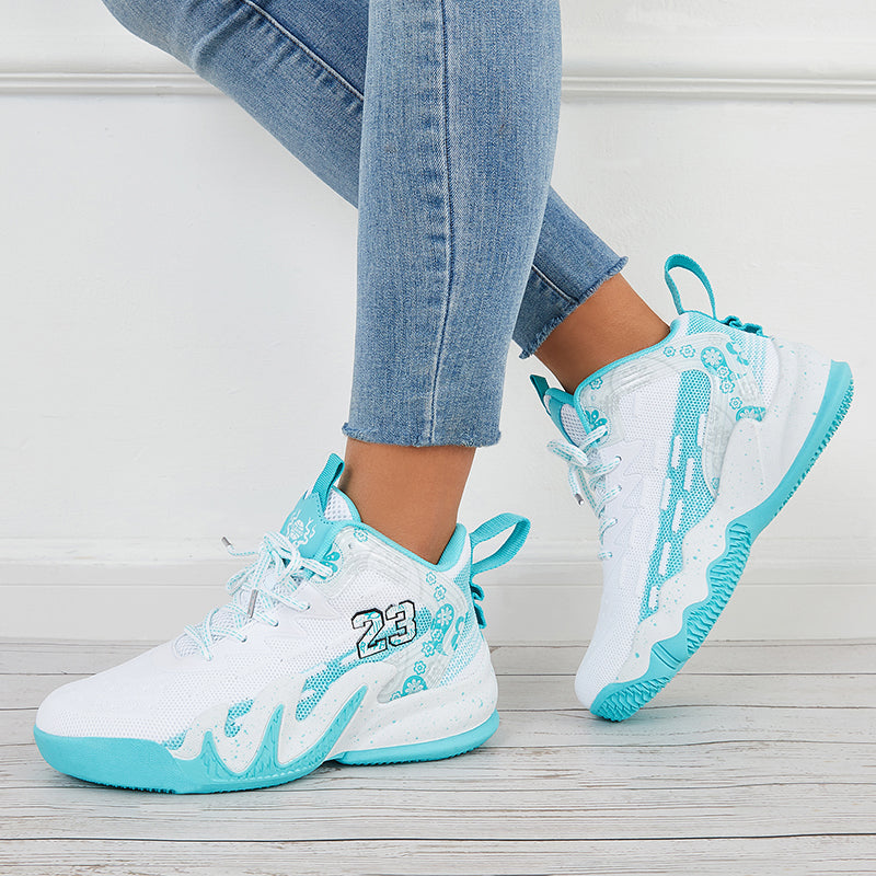 Women High Top Basketball Sneakers Chunky Sole Sports Shoes