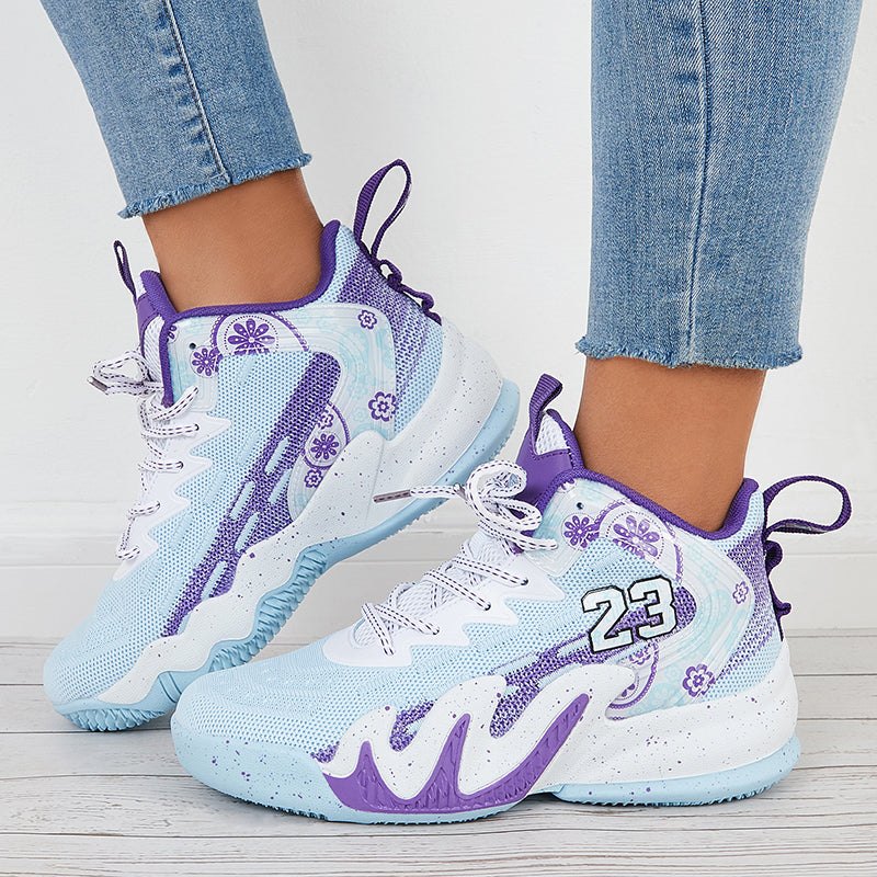 Women High Top Basketball Sneakers Chunky Sole Sports Shoes