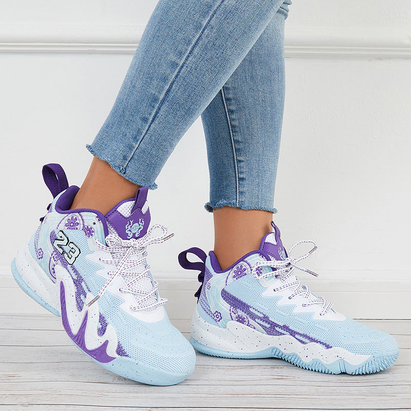 Women High Top Basketball Sneakers Chunky Sole Sports Shoes