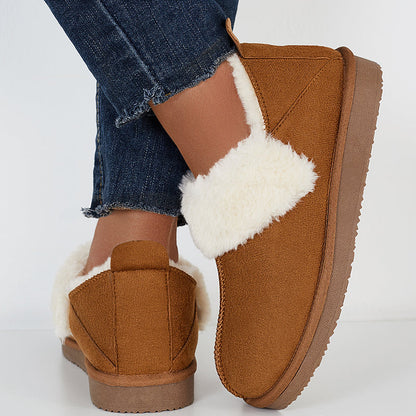 Flat Warm Slip on Snow Boots Faux Fur Lined Loafer Shoes