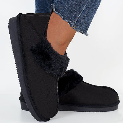 Flat Warm Slip on Snow Boots Faux Fur Lined Loafer Shoes