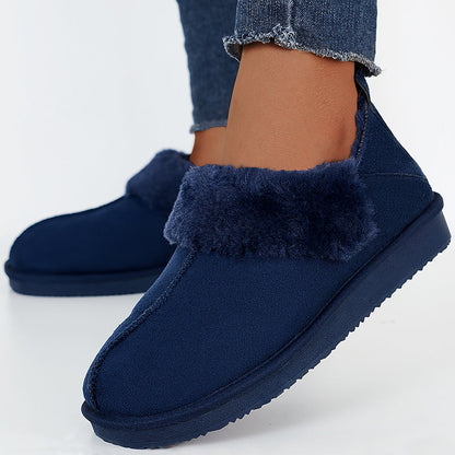 Flat Warm Slip on Snow Boots Faux Fur Lined Loafer Shoes