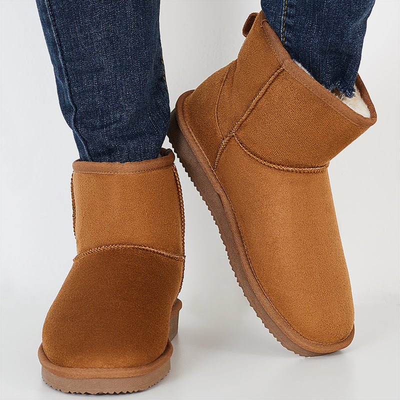 Warm Fur Lining Short Ankle Snow Boots Slip on Booties