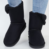 Winter Snow Boots Mid Calf Warm Fur Lined Boots Slip on Booties